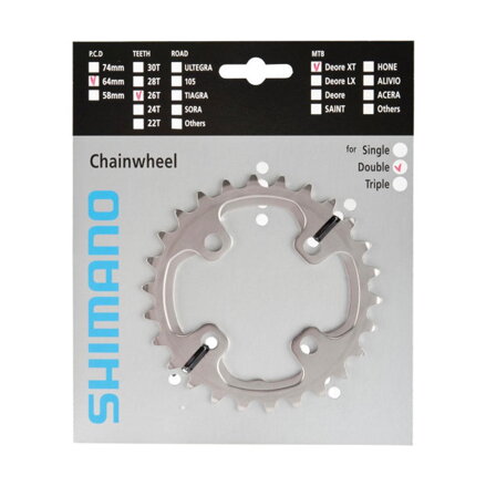 SHIMANO FC-M785 Foaie 26 dinți XT argintiu 64mm