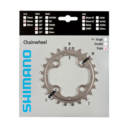 SHIMANO FC-M780 Foaie 24 dinți XT argintiu 64mm
