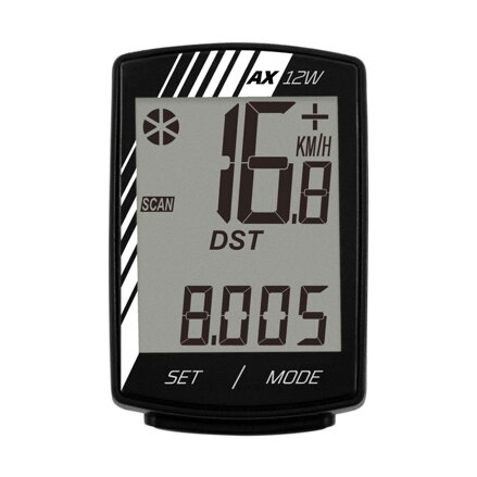 LONGUS Computer de bicicletă AX-12W 12f negru