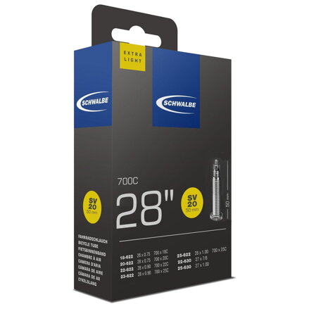 SCHWALBE Cameră SV20 700x18/25C FV 50mm (18/25-622) 65g exlight 
