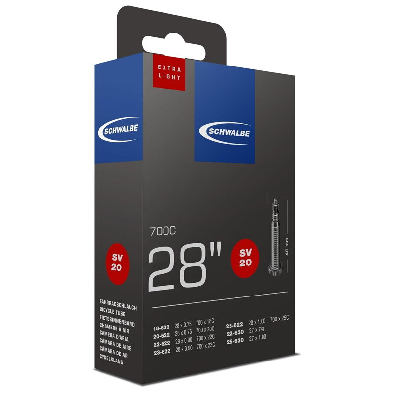 SCHWALBE Cameră SV20 700x18/25C FV 40mm (18/25-622) 65g exlight 